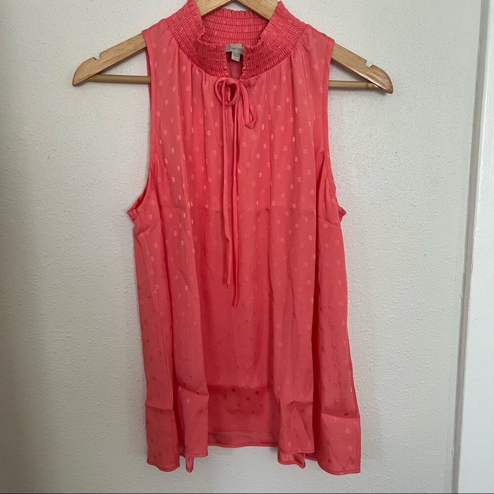 New Chenault Coral Pink Dot Sleeveless Blouse Women's size L